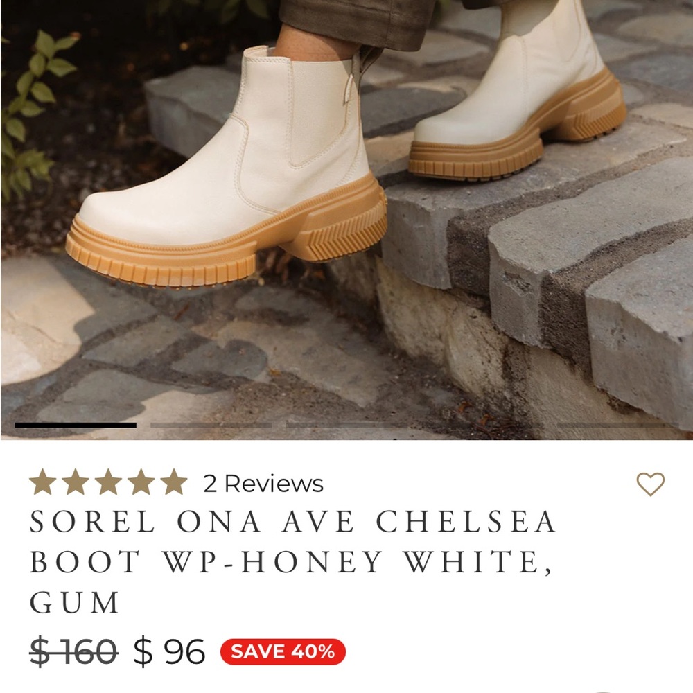 Sorel Ona Ave Chelsea Boot in White and Gum